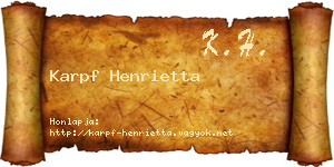 Karpf Henrietta névjegykártya